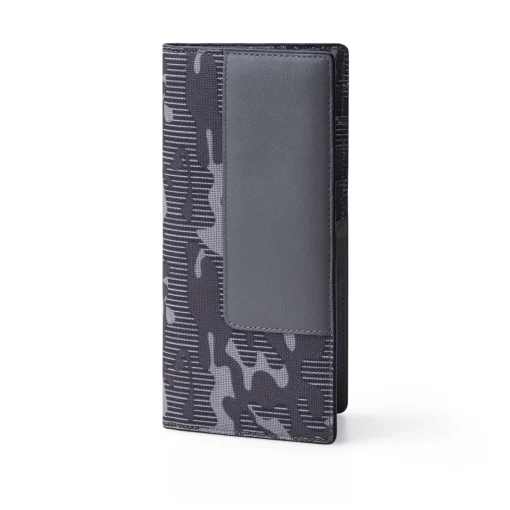 4CN04CJ Personalized Long Wallet Made Of Leather And Fabric - Leader L - Gray Camou