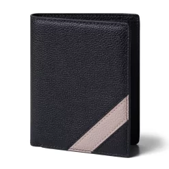 4CL03CJ Personalized Vertical Tri-Fold Wallet For Men- Cian V Wax Black