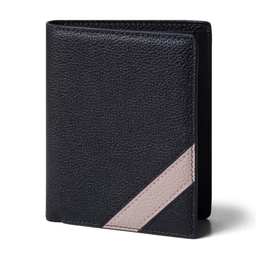 4CL03CJ Personalized Vertical Tri-Fold Wallet For Men- Cian V Wax Black