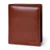 4CM02CJ Personalized Vertical Wallet For Men Meron-V Dark Brown