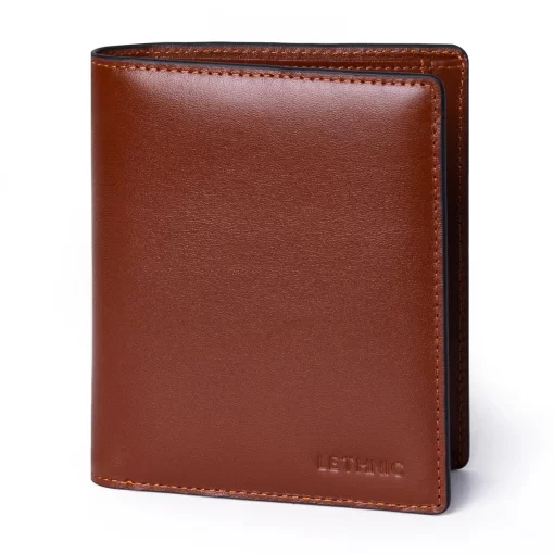 4CM02CJ Personalized Vertical Wallet For Men Meron-V Dark Brown