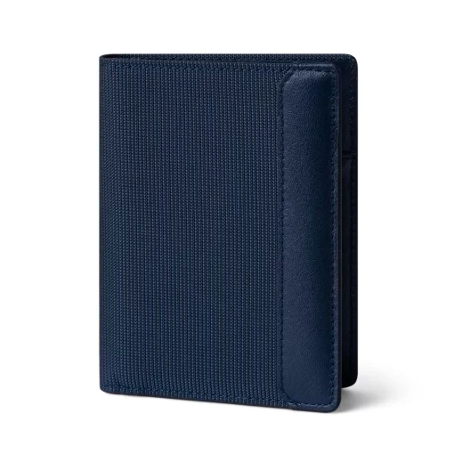 4CO04CJ Personalized Vertical Wallet Made Of Leather And Compact Fabric For Men - Nemo - Navy Blue