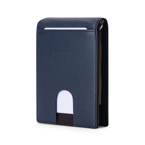 4CP04CJ Personalized Money Clip Wallet, Compact Card Holder - Money Clip Series 02 - HOPEN Smooth - Navy Blue