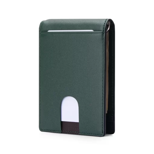 4CP04CJ Personalized Money Clip Wallet, Compact Card Holder - Money Clip Series 02 - HOPEN Smooth - Green Moss