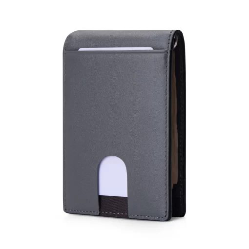 4CP04CJ Personalized Money Clip Wallet, Compact Card Holder - Money Clip Series 02 - HOPEN Smooth - Grey