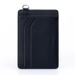 4CP11CJ Personalized Mini Employee Card Wallet, Super Thin, Compact - Lethnic Slim D - Black