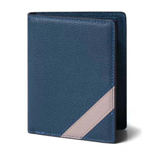 4CL03CJ Personalized Vertical Tri-Fold Wallet For Men- Cian V Wax Blue