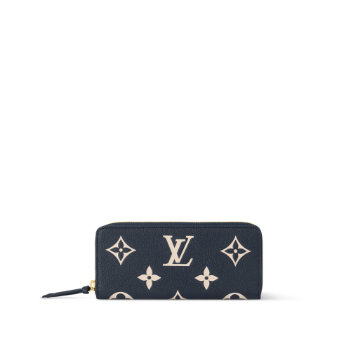 Clémence Wallet Bicolor Monogram Empreinte Leather - Navy / Crème