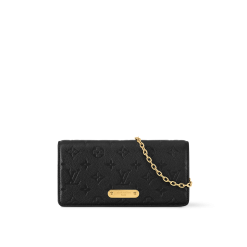 Wallet On Chain Lily Monogram Empreinte Leather - Black