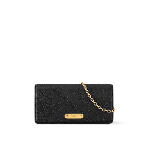 Wallet On Chain Lily Monogram Empreinte Leather - Black
