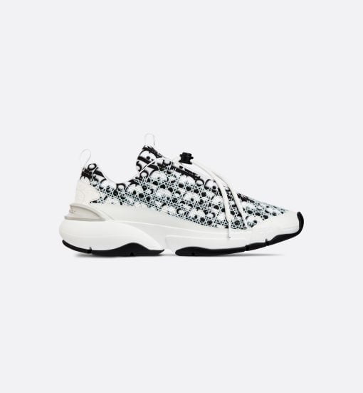 B24 Sneaker White And Black Dior Oblique Technical Fabric - 3SN248YJT_H069