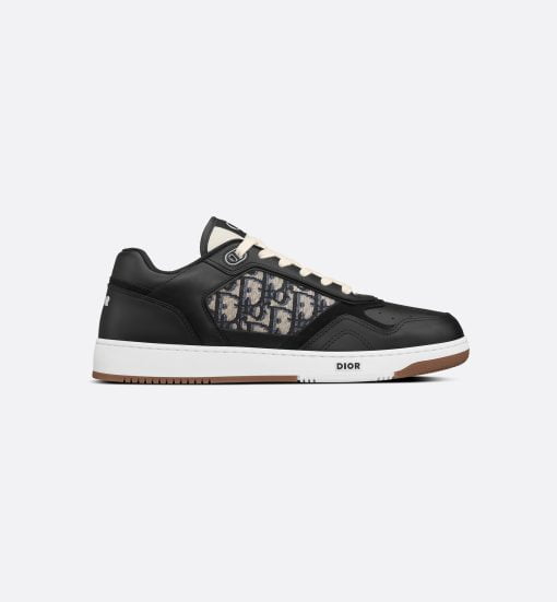 B27 Low-Top Sneaker Black Smooth Calfskin With Beige And Black Dior Oblique Jacquard - 3SN272ZIR_H965