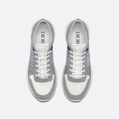 Alternative view of B25 Runner Sneaker Gray Suede And White Technical Mesh With Blue And White Dior Oblique Canvas