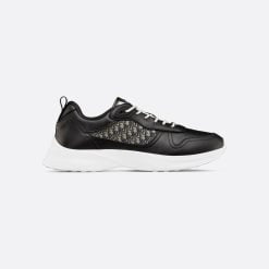 B25 Runner Sneaker Black Smooth Calfskin And Beige And Black Dior Oblique Jacquard - 3SN299ZIR_H965