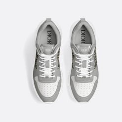 Alternative view of B25 Runner Sneaker Dior Gray And White Smooth Calfskin with Beige And Black Dior Oblique Jacquard