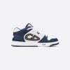 B57 Mid-Top Sneaker Navy Blue And White Smooth Calfskin With Beige And Black Dior Oblique Jacquard - 3SH141ZXU_H553