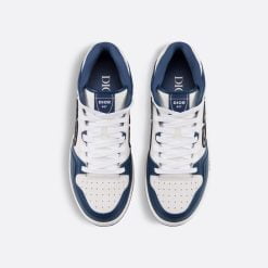 Alternative view of B57 Mid-Top Sneaker Navy Blue And White Smooth Calfskin With Beige And Black Dior Oblique Jacquard