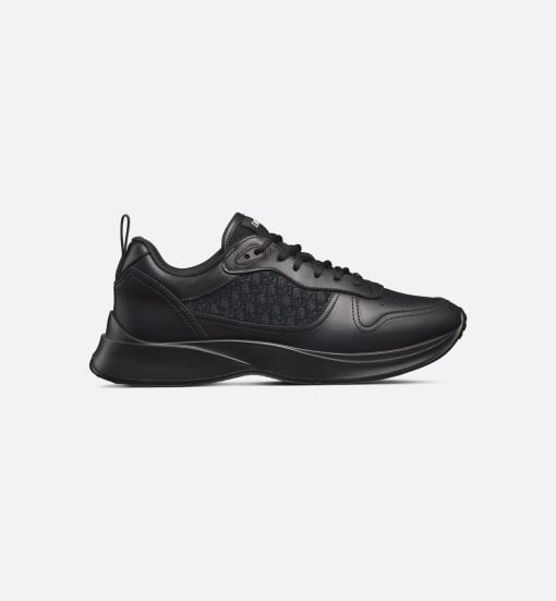 B25 Runner Sneaker Black Smooth Calfskin And Dior Oblique Jacquard - 3SN299ZIR_H900