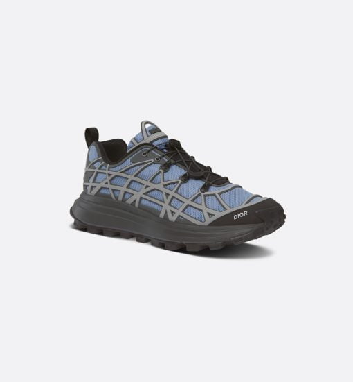 B31 Runner Sneaker Blue Technical Mesh And Gray Rubber With Warped Cannage Motif - 3SN297ZUV_H568