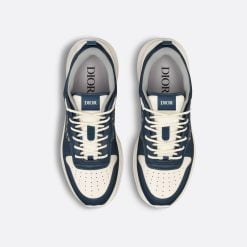 Alternative view of B25 Runner Sneaker Navy Blue And Cream Smooth Calfskin with Beige And Black Dior Oblique Jacquard