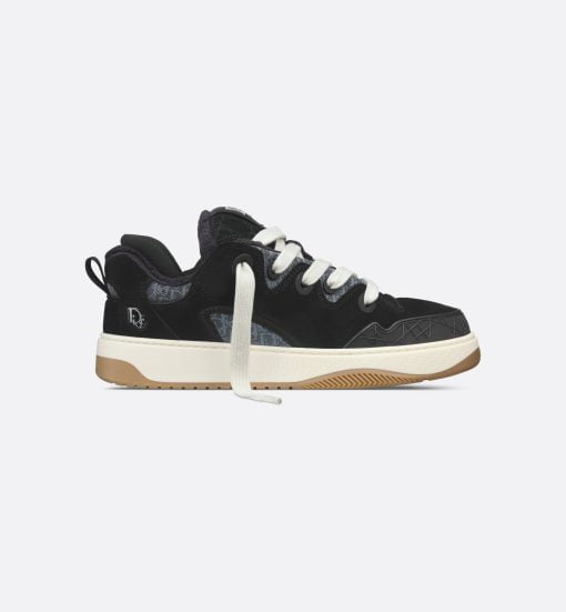 B9S Skater Sneaker Limited And Numbered Edition, Black Dior Oblique Suede and Jacquard - 3SN289ZZG_H981