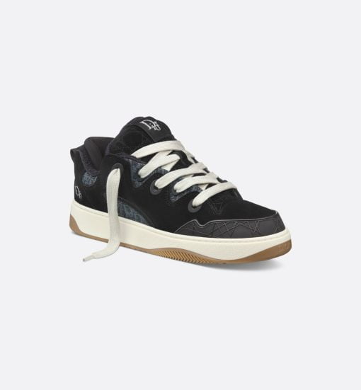 B9S Skater Sneaker Limited And Numbered Edition, Black Dior Oblique Suede and Jacquard - 3SN289ZZG_H981
