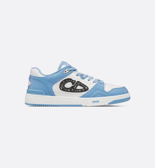 B57 Low-Top Sneaker Light Blue And White Smooth Calfskin With Beige And Black Dior Oblique Jacquard - 3SN318ZXU_H516