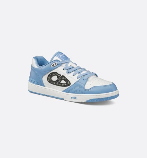 B57 Low-Top Sneaker Light Blue And White Smooth Calfskin With Beige And Black Dior Oblique Jacquard - 3SN318ZXU_H516