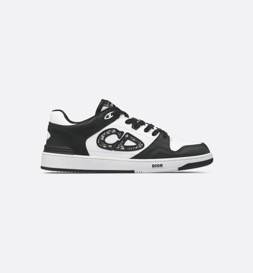 B57 Low-Top Sneaker Black And White Smooth Calfskin With Beige And Black Dior Oblique Jacquard - 3SN318ZXU_H960