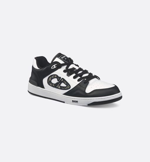 B57 Low-Top Sneaker Black And White Smooth Calfskin With Beige And Black Dior Oblique Jacquard - 3SN318ZXU_H960