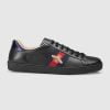 Men's ACE Embroidered Sneaker Black Leather - 429446 02JP0 1284