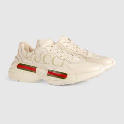 Alternative view of Men's Rhyton Gucci Logo Leather Sneaker Lvory Leather With Gucci Vintage Logo