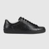 Men's ACE GG Embroidered Sneaker Black Leather - 625787 1XK10 1000