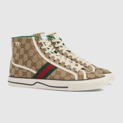 Alternative view of Men's Gucci Tennis 1977 Sneaker High Top Beige And Ebony Original GG Supreme Canvas