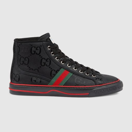 Men's Gucci Off The Grid High Top Sneaker Black GG Nylon Made From ECONYL®— Regenerated Nylon - 628717 H9H80 1074