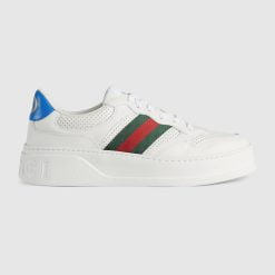 Men's Sneaker With Web White Leather With Blue Detail At Back - 669698 UPG10 9060