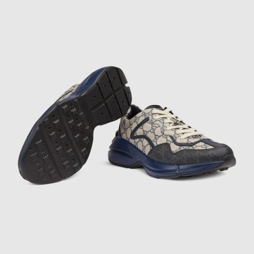 Men's GG Rhyton Sneaker Beige And Blue GG Supreme Canvas - 692909 UIQ20 1060