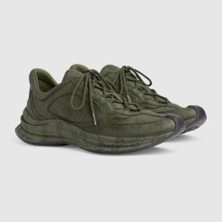 Alternative view of Men's Gucci Run Sneaker Green Leather With GG Water Transfer Print