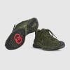 Men's Gucci Run Sneaker Green Leather With GG Water Transfer Print - 721116 AABEB 3302