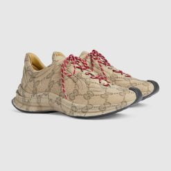 Alternative view of Men's Gucci Run Sneaker Beige And Ebony Leather With GG Water Transfer Print