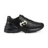 Men's Interlocking GG Rhyton Sneaker Black Leather - 757857 UPG70 1057