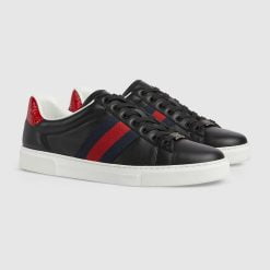 Alternative view of Men's Gucci ACE Sneaker With Web Black Leather