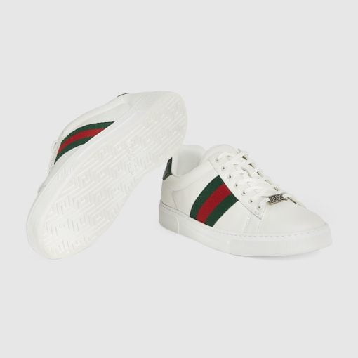 Men's Gucci ACE Sneaker With Web White Leather - 757892 AACAG 9055