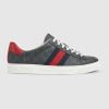 Men's Gucci ACE Sneaker With Web Black GG Supreme Canvas - 760775 FACMZ 1065