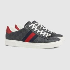 Alternative view of Men's Gucci ACE Sneaker With Web Black GG Supreme Canvas