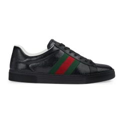 Men's Gucci ACE Sneaker With Web Black GG Crystal Canvas - 760775 FACRF 1163