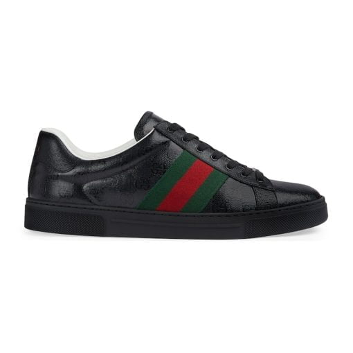 Men's Gucci ACE Sneaker With Web Black GG Crystal Canvas - 760775 FACRF 1163