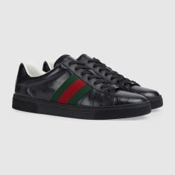 Alternative view of Men's Gucci ACE Sneaker With Web Black GG Crystal Canvas