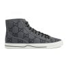 Men's Gucci Tennis 1977 Sneaker High Top Dark Grey And Black GG Ripstop Recycled Polyester - 771463 FACTD 1144