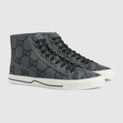 Alternative view of Men's Gucci Tennis 1977 Sneaker High Top Dark Grey And Black GG Ripstop Recycled Polyester